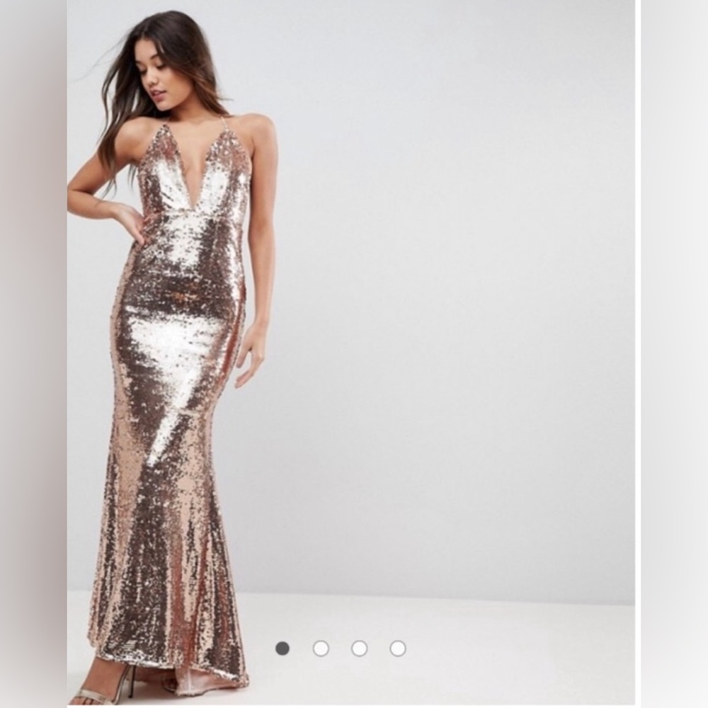ASOS Halter Gold Sequin Mermaid Maxi Dress